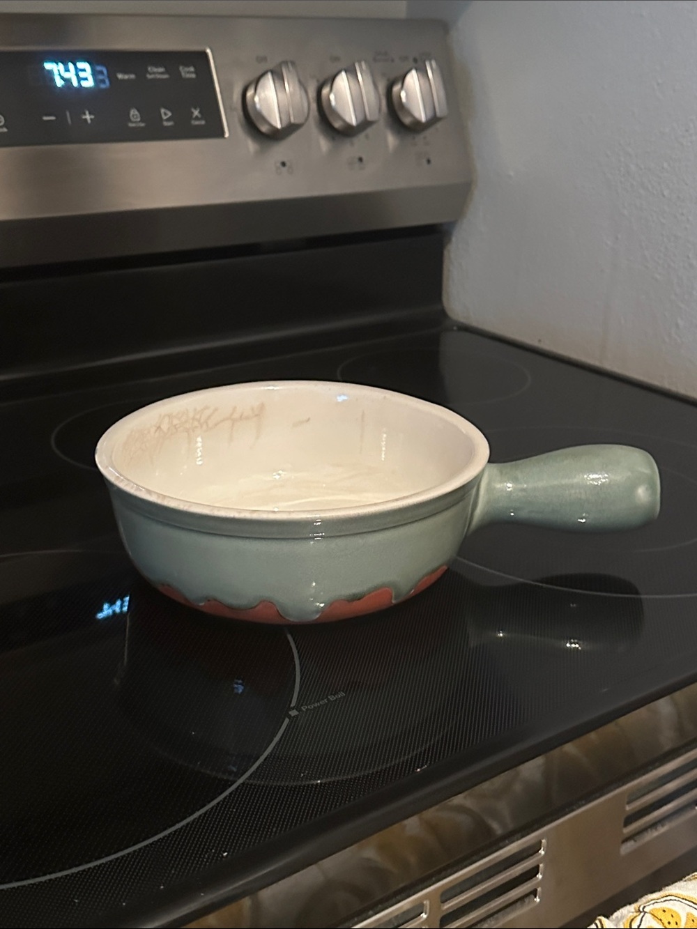 Ceramic Porcelain Handled Serving Bowl in Sage Green